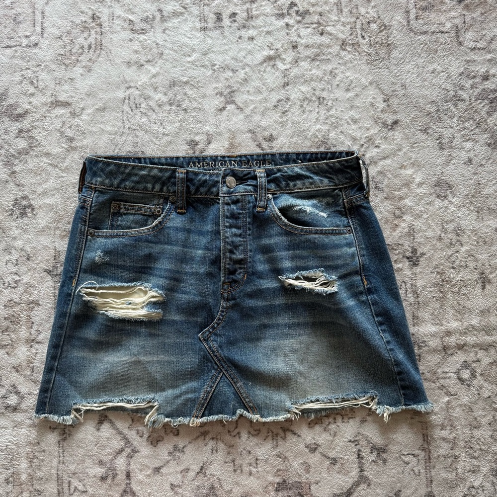 Y2k Distressed denim mini skirt raw hem low rise streetwear preppy mini jean ski